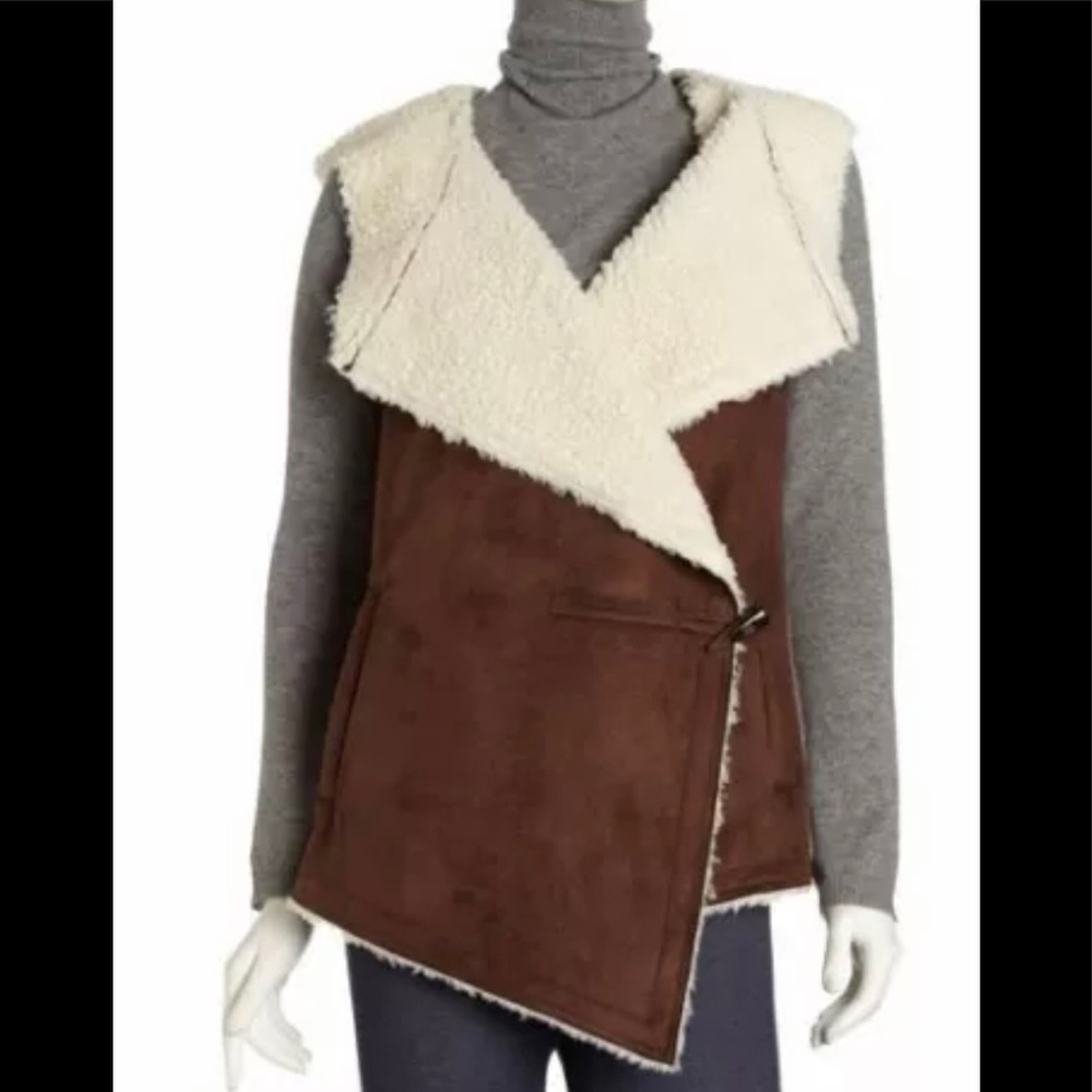 Design History Hooded Faux Shearling Vest - Small / Espresso Brown